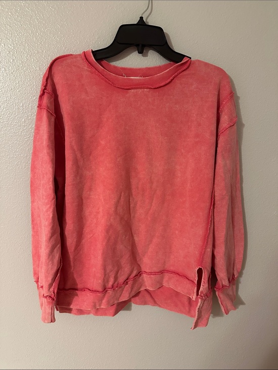Zenana Outfitters Sweaters - Zenana Outfitters Pink Washed Crewneck Sweatshirt